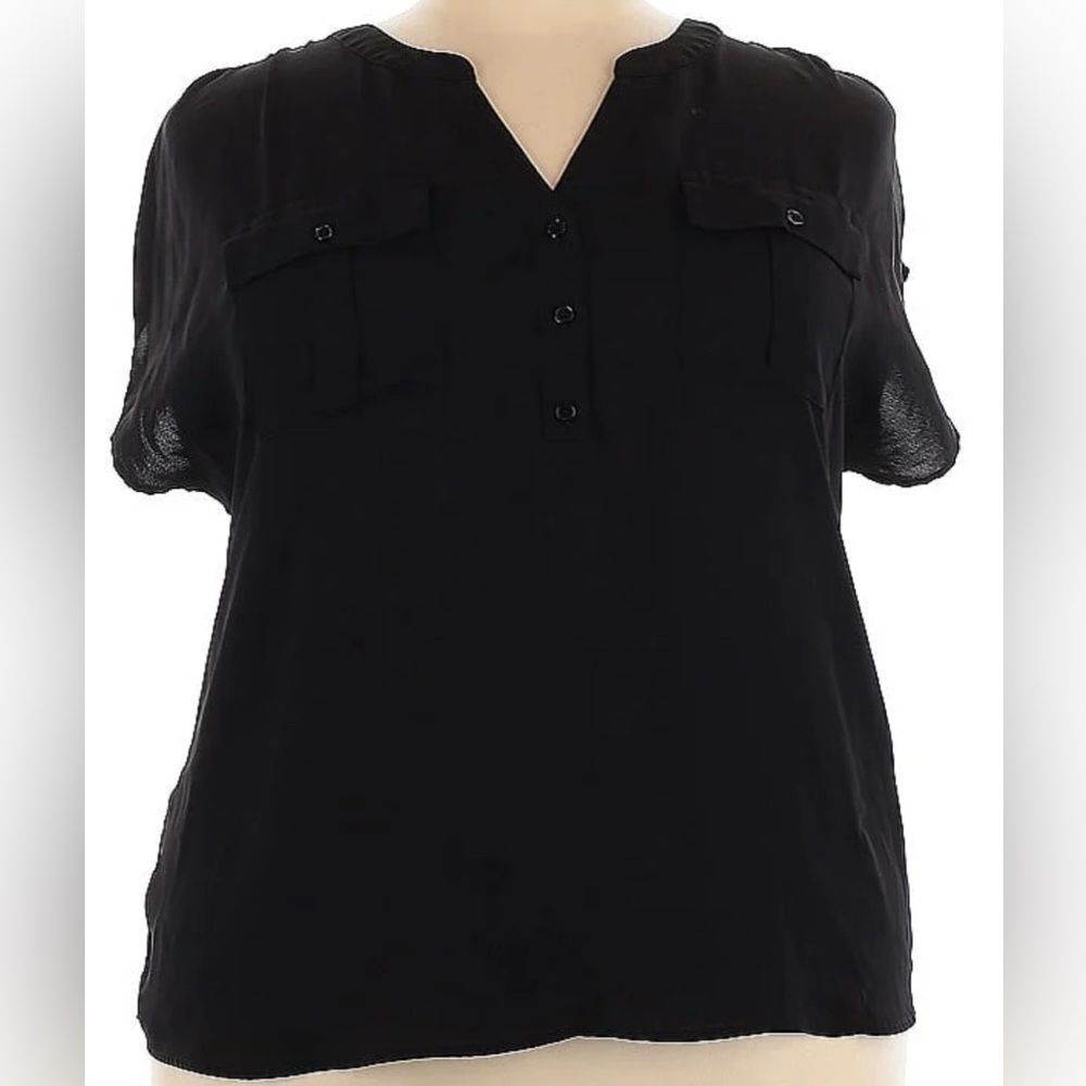 INC International Concepts Black Blouse